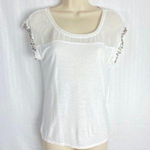 4/$25 Express Top Faux Jewels Rhinestones‎ Embellishment Ivory White Sz S